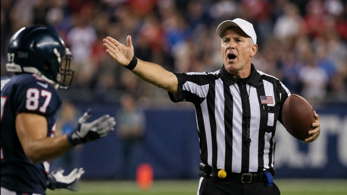 Football player questioning the call of a referee