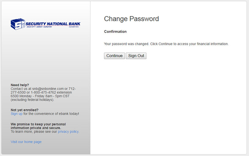 Change Password Confirmation