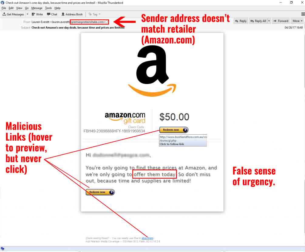 Gift Card Phishing Example