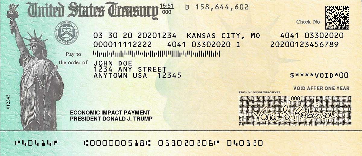 Stimulus Check Example: Front