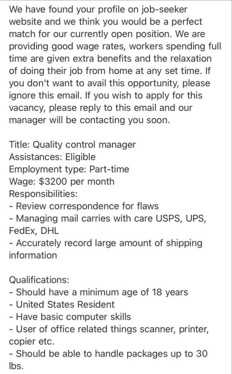 Fake Job Posting Example