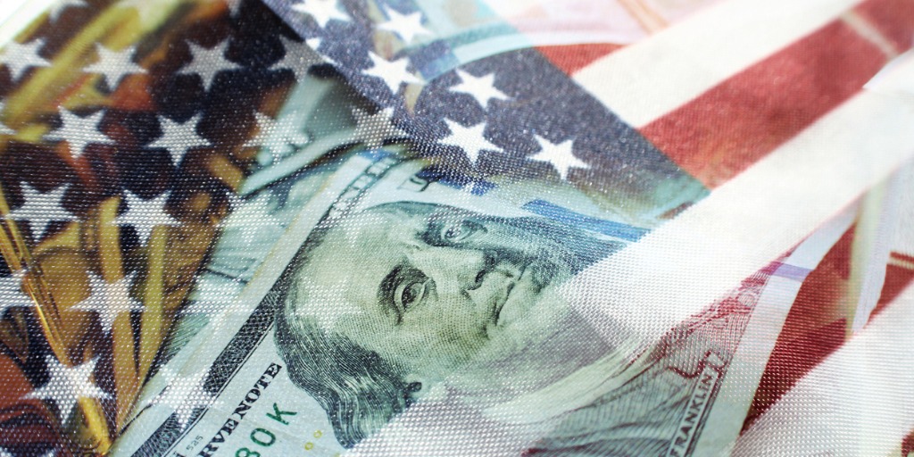American Flag and 100 Dollar Bill