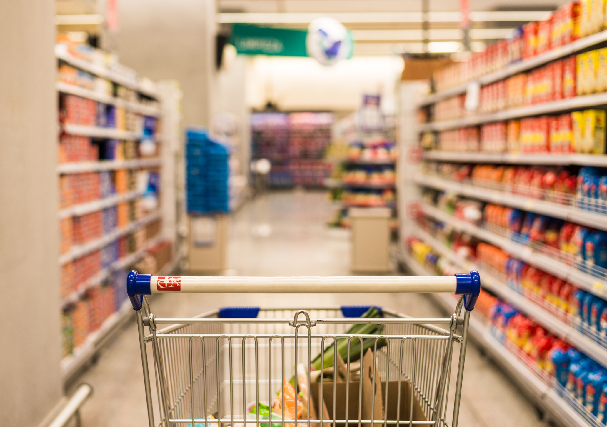 Grocery Cart in an Aisle