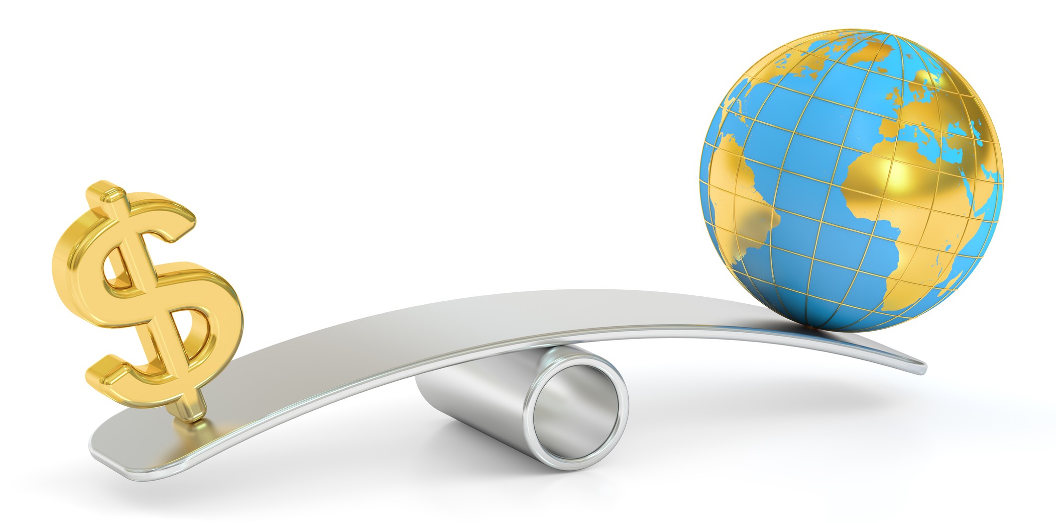 balance concept, world and money. 3D rendering isolated