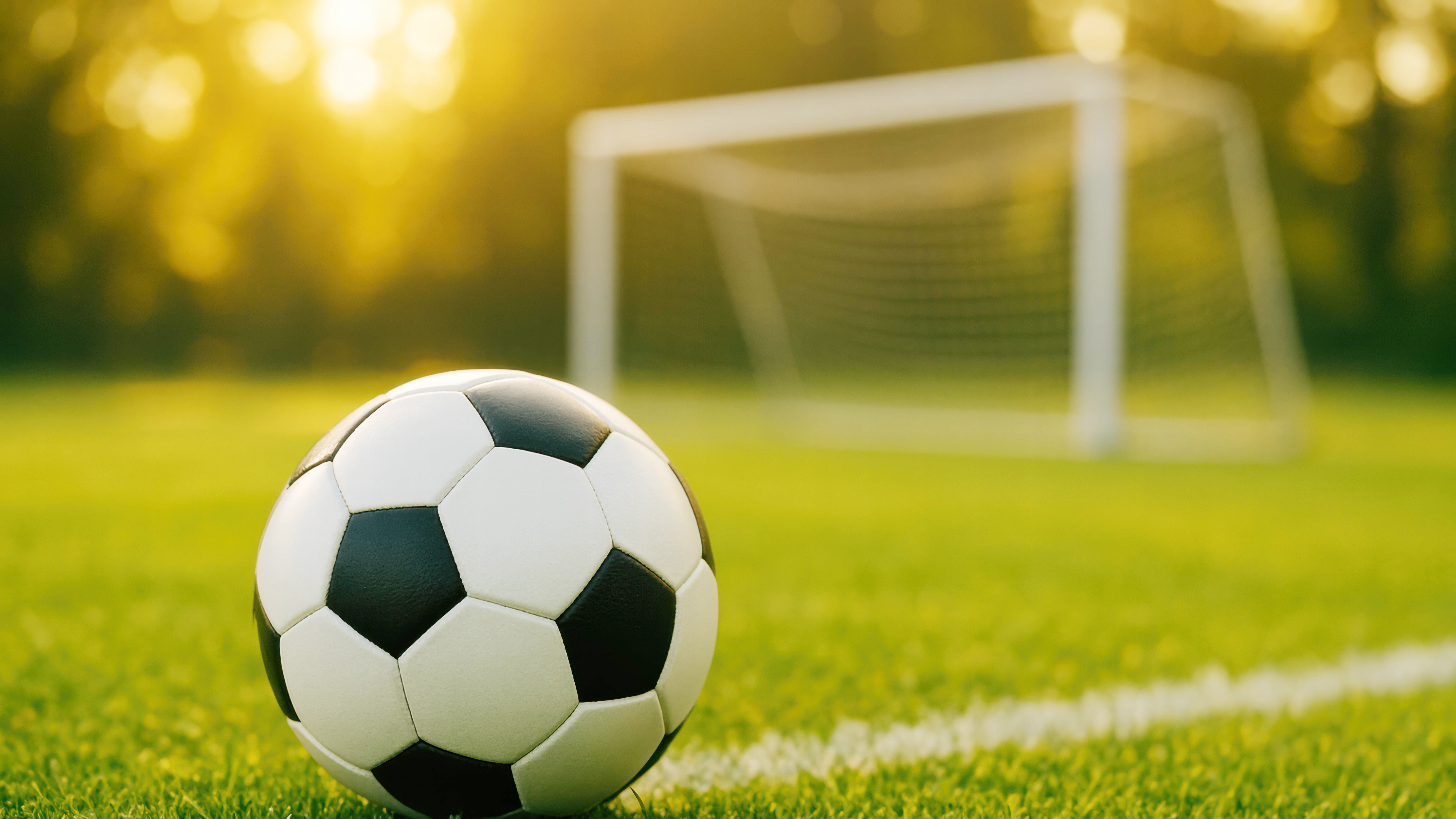 A Close-Up View of a Classic Black and White Soccer Bal