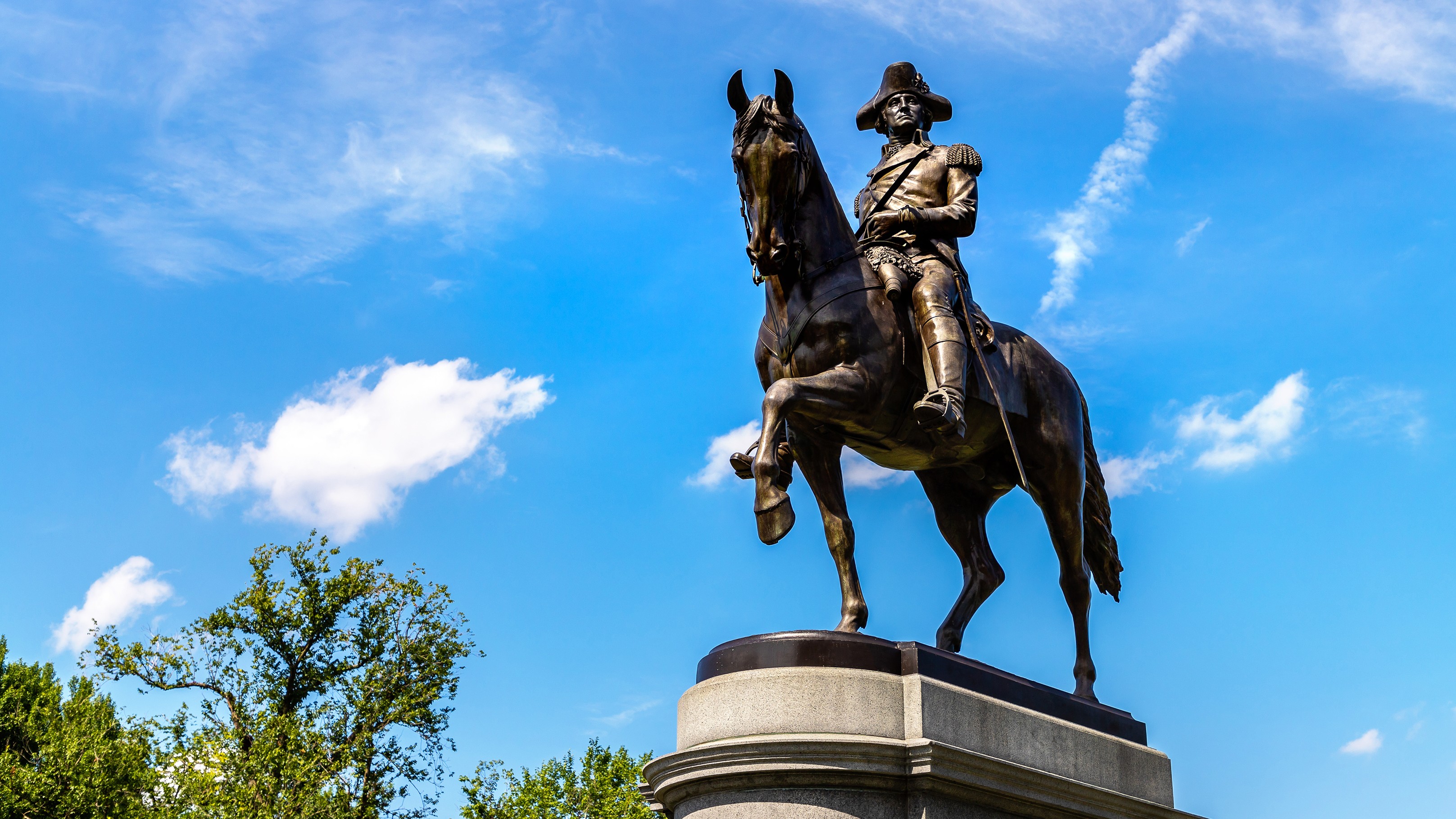 Boston Common George Washington monument at Massachusetts USA